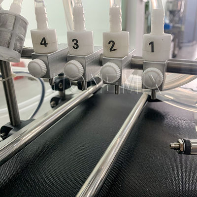 Small 4 Head Liquid Filling Machines Electric With Conveyor Belt