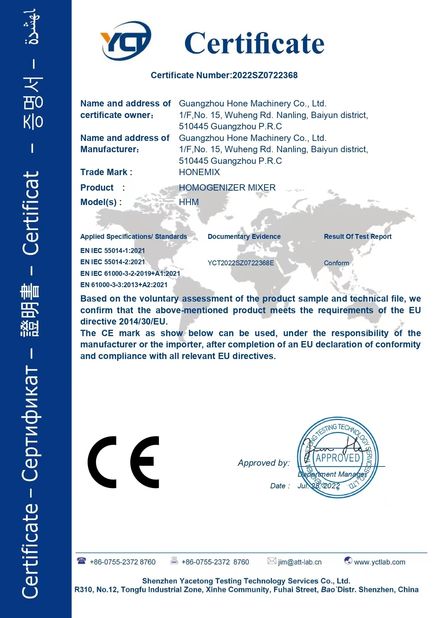 China Guangzhou Hone Machinery Co., Ltd. certification