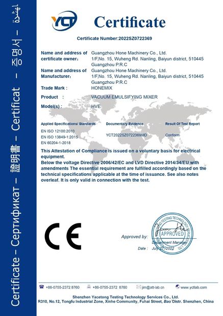 China Guangzhou Hone Machinery Co., Ltd. certification